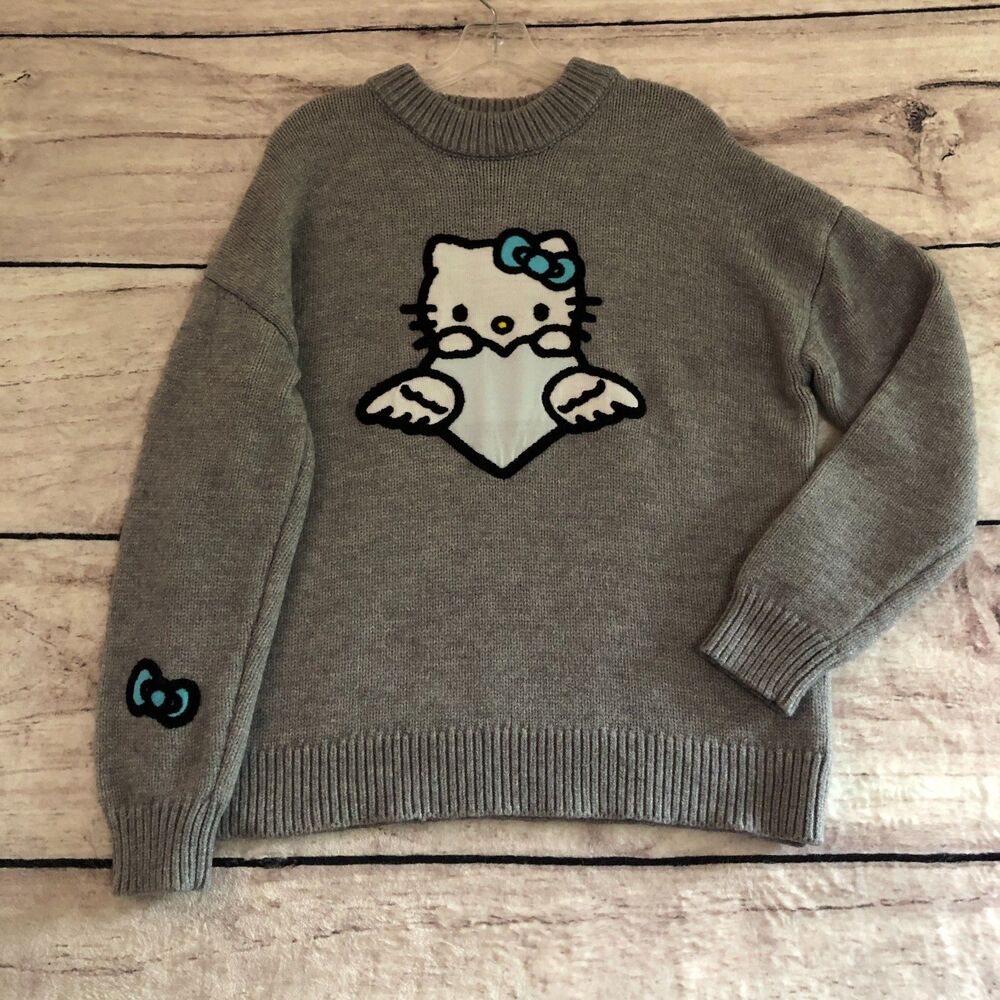 Hello Kitty Forever 21 Sweater S Gray Chunky Crew Neck Oversized Sanrio Angel